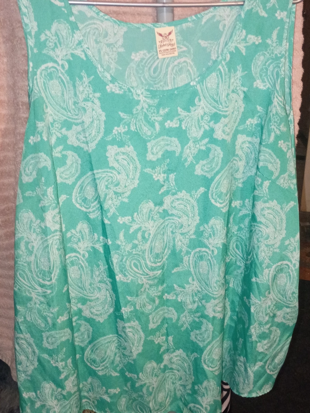 Faded Glory Teal and White Paisley Tank Dress